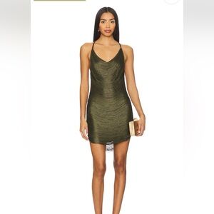 superdown Olive Ruched Mini Dress